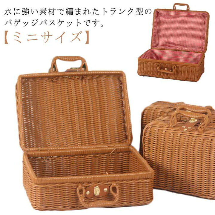 楽天市場】トランク ピクニックバスケット ミニ 洗える ラタン風 
