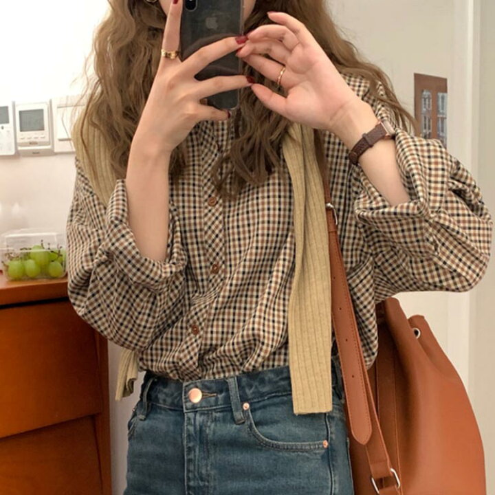 楽天市場】シャツ レディース チェック柄 長袖シャツ 送料無料  