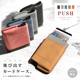 ＼セール開催中！11(金)AM2時まで／ 【メール便送料無料】 カードケース スライド式 スキミング防止 メンズ レディース ユニセックス PU レザー アルミ キャッシュレス ミニ財布 パステルカラー スライド クレジットカードケース ブラック ブラウ 【あす楽】