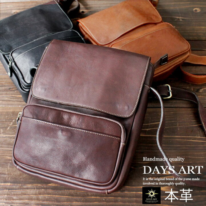 楽天市場 本革 レザーバッグ カーフスキン 斜め掛け ショルダーバッグ 通勤 通学 メンズ メンズバッグ かばん ビジネス バイカー 牛革 メッセンジャーバッグ ギフト あす楽 Lb026 革財布 バッグ専門店 デイズアート