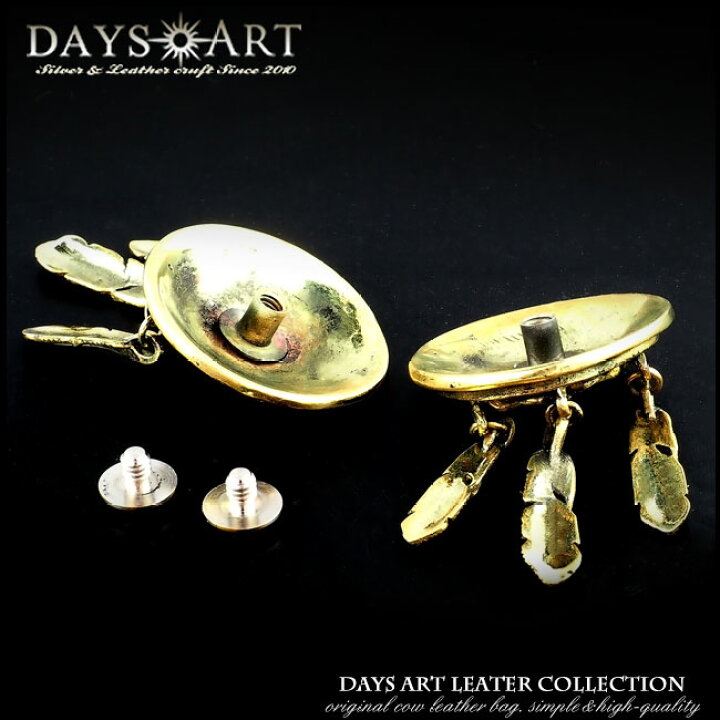 楽天市場】コンチョ ブラスコンチョ 3連フェザーチャーム 天然石  