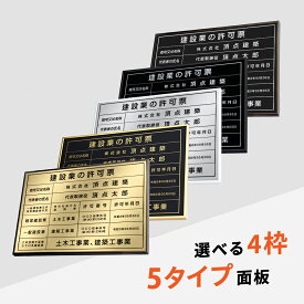 【Printstar5.6オンス CVTヘビーウェイトTシャツ】1枚無料付き★建設業の許可票 看板 W52cm×H37cm/ 建設業の許可票 額縁 看板 許可票 看板 業者票 建設工事現場 標識 事務所 店舗 不動産 法定看板 法令許可票 金看板 sh-h-00007