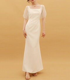 韓国風レトロパフスリーブシンプルサテンウェディングドレス二次会結婚式花嫁前撮りドレス