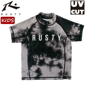 ラスティー キッズ 半袖 ラッシュガード UVカット 吸汗速乾 熱中症対策 子供用 タイダイ柄 RUSTY 962484