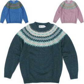 Harley of Scotland ハーレーオブスコットランド ノルディック柄 クルーネックセーター レディース YOKE CREW NECK SWEATER SUPERSOFT L4827 ウール100%