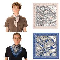 INOUI EDITIONS イヌイエディションズ 100%コットン スクエアスカーフ LOUVRE ルーブル 65 cm×65cm 100%…