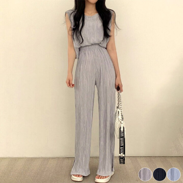 楽天市場】セットアップ レディース 夏 韓国 ワイドパンツ ショート丈 