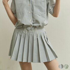 ゴルフウェア レディース スカート 韓国 チェック柄 プリーツ パステル 涼しい 夏 春 プリーツスカート ブルー グリーン 春夏 カジュアル おしゃれ かわいい 大人 ゴルフ スポーツ テニス