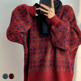 楽天市場 赤 ニット セーター スタイル ネック クルーネック トップス レディースファッション の通販