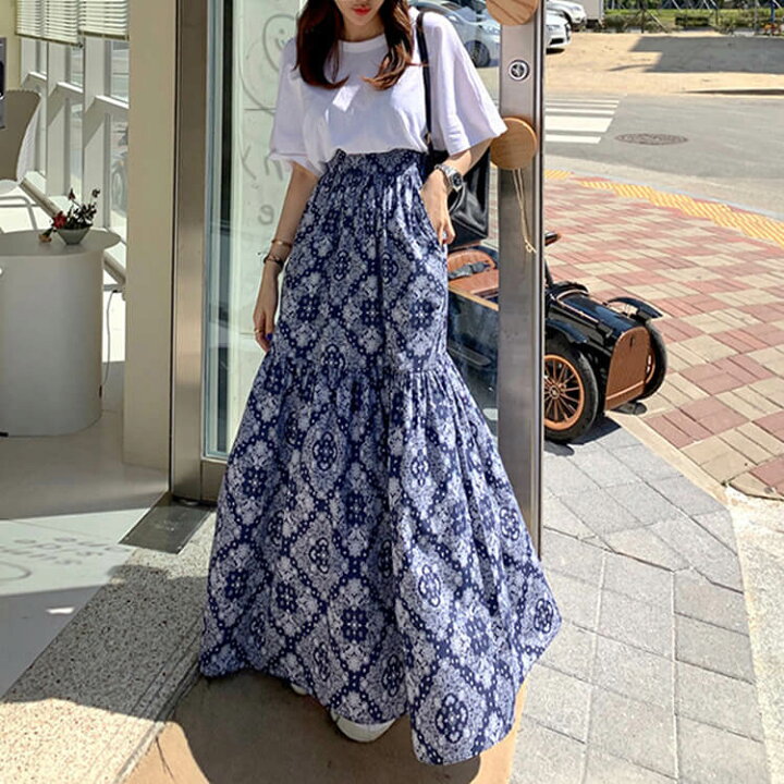 楽天市場】スカート レディース ロングスカート ペイズリー柄 柄 