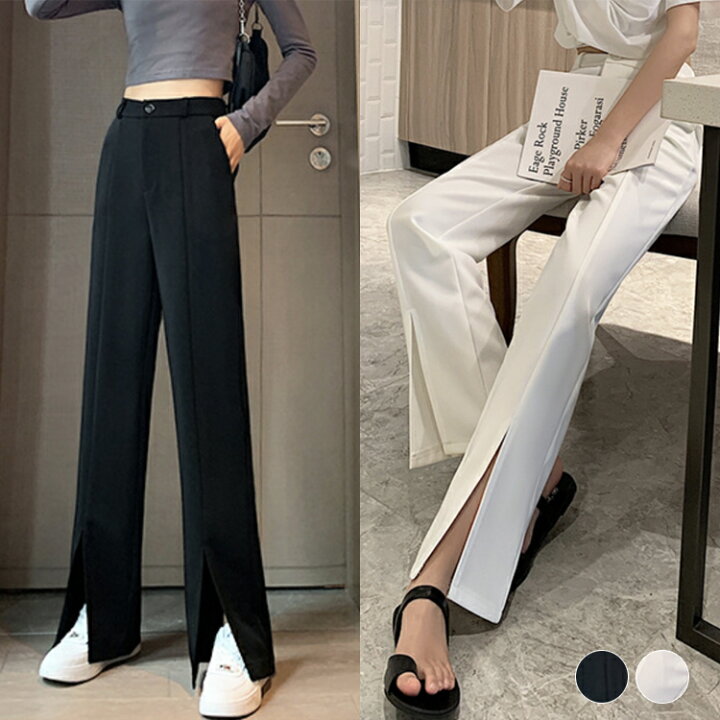 楽天市場】パンツ レディース スリット ストレート セクシー 