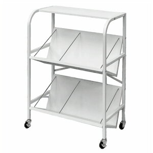 【法人限定】高耐荷重傾斜ファイルワゴン2段天板付 ホワイト 傾斜ワゴン 事務用品 オフィス収納 LFB739LWH ホワイト 2段天板付き T・K・M