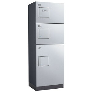 集合住宅用 宅配ボックス 機械式プッシュボタン錠 TBX-F2型 TBX-F2SSN-GM 本体:ダークグレー 扉:シルバーメタリック H1080 3ボックス 捺印装置付き ダイケン