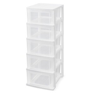 スリムチェスト NSS-325 ホワイト/クリア 5段 アイリスオーヤマ