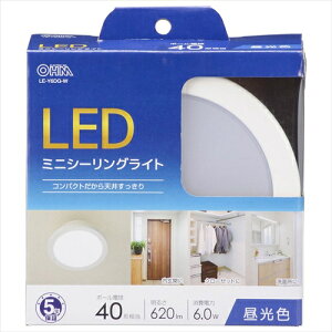 LEDミニシーリングライト 40形 620ルーメン 昼光色 LE-Y6DG-W OHM コンパクト 小さめ LEDライト 天井 ohm LED電球 廊下 洗面所 ミニ 昼光色