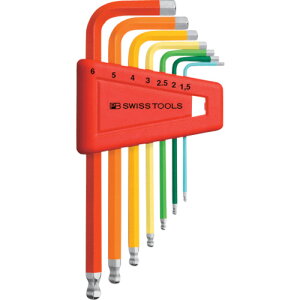 ボール付六角棒レンチセット(レインボー)(パックナシ) 212H6RB PBスイスツールズ 六角棒ドライバー