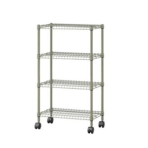 カラースチールシェルフ 4段キャスタータイプ SEC-895C カーキ アイリスオーヤマ メタルラック シェルフ 棚 インテリア 収納 単身 一人暮らし リビング キッチン 寝室 キャスター