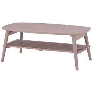 センターテーブル 90cm 棚付き 折れ脚 レシピ 408741 ピンク 関家具 センターテーブル ローテーブル リビングテーブル 座卓 パステル くすみ 折りたたみ 折り畳み 簡易 木製