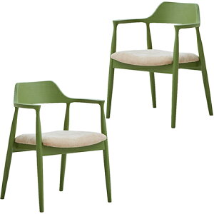 ダイニングチェア 肘付き 無垢材 完成品 ロジャー 2脚セット 444088 C:フォレストグリーン 2脚セット 関家具 食卓 椅子 いす 肘付き 肘掛け 肘有り ハンスJウェグナー 法人 カフェ レストラン ホ