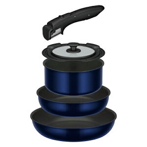 取っ手のとれるフライパン5点セットEA KSE-5A DPBL ディープブルー 5点 THERMOS サーモス ギフト 調理 セット とってとれる コンパクト 収納 フライパン