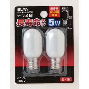 �i�c�� �� �������^�C�v E12 G-L10NB(W) �z���C�g 5W 2�� ELPA