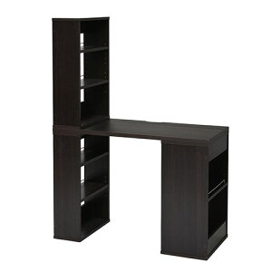 机 デスク 本棚 ラック 収納 付き ユニットデスク SGT-0124 ダークブラウン JKプラン