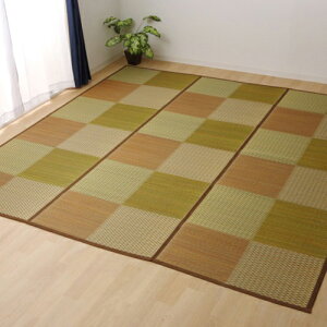 い草ラグ 花ござ 格子柄 市松柄 DXピーア ブラウン 団地間8畳 (約340×340cm) ブラウン 団地間8畳 (約340×340cm) IKEHIKO