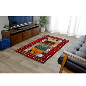 イビサ カーペット 絨毯 ウィルトン織 ラグ ギャベ柄 トルコ製 レッド 80×140cm レッド 80×140cm IKEHIKO