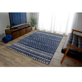 エディア カーペット 絨毯 ウィルトン織 ラグ 幾何柄 トルコ製 ネイビー 160×230cm ネイビー 160×230cm IKEHIKO