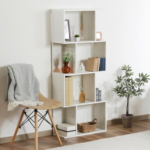 S型ディスプレイラック 4段 98715 ホワイトウォッシュ 不二貿易