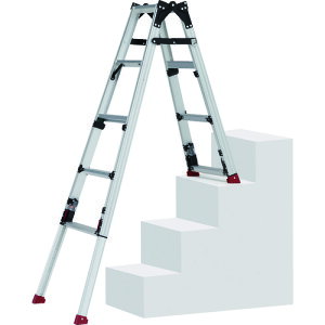 上部操作式四脚アジャスト式はしご兼用脚立スタッピー 階段用 SCN-34A 全長(m):2.32〜3.26 ピカ
