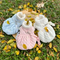 犬服 ドッグウェア 冬服 ペット服 犬用洋服 猫服 可愛いさくらんぼ刺繍 三色 リング付き ハーネス洋服 リ…