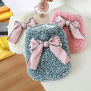 犬 犬服 秋冬 冬服 モコモコ ベスト タンクトップ 袖なし 犬服 ウェア ドッグウエア 人気 犬の服 可愛い おしゃれ 防寒着 秋服 冬服 抜け毛防止 三色 リボン 厚手 暖かい 男の子 女の子 プレゼ