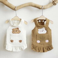 送料無料　春秋冬新作　ドッグウエアペット犬服猫服　可愛い熊柄二色ワンピ　インナー別売り　大人気おす…