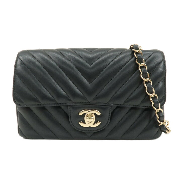 楽天市場】CHANEL シャネル Vステッチ ラムスキン 斜め掛け チェーン 