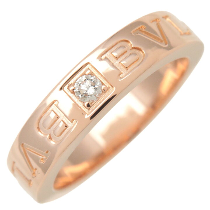 楽天市場】BVLGARI ブルガリ ダブルロゴ リング 1Pダイヤ 9号 K18PG 