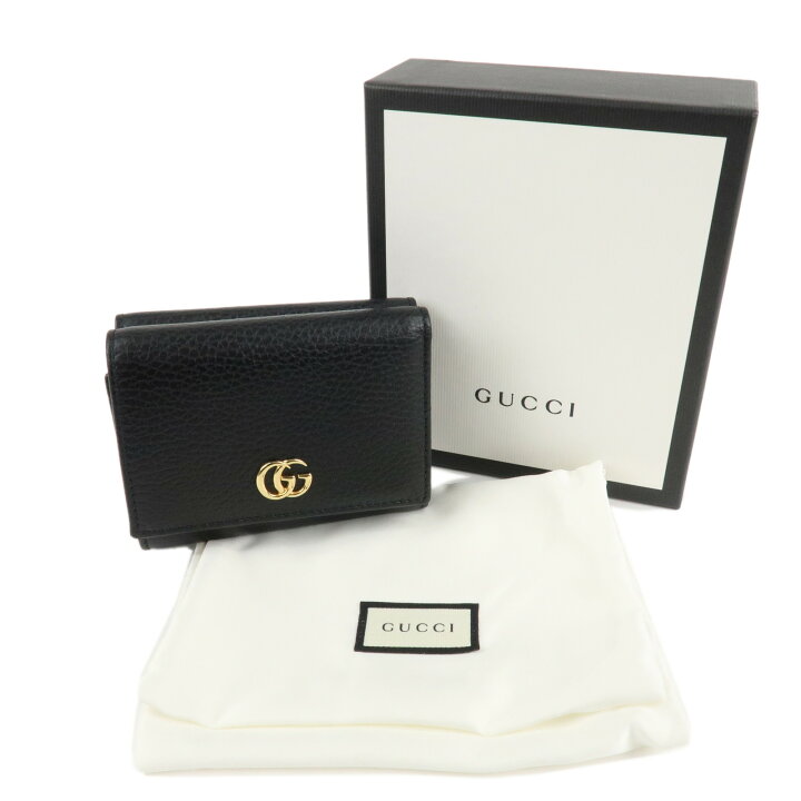 楽天市場】GUCCI グッチ GGマーモント レザー 三つ折り財布 ブラック  