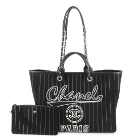 CHANEL シャネル ドーヴィル キャンバス×レザー ドーヴィル トートバッグ GM ブラック 黒 A66941 ブランド バッグ 鞄【中古】【超美品】【送料無料】【返品可】