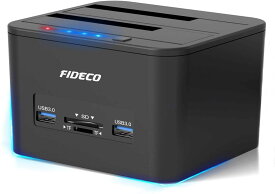 FIDECO HDDコピースタンド HDDスタンド USB3.0接続 2.5型 / 3.5型 SATA HDD/SSD対応 パソコンなしでHDDのまるごとコピー機能付き 2ベイ ハードディスクケース デュプリケーター コピースタンド 10TB*2対応 初心者簡単 高伝送速度 シンプルデザイン