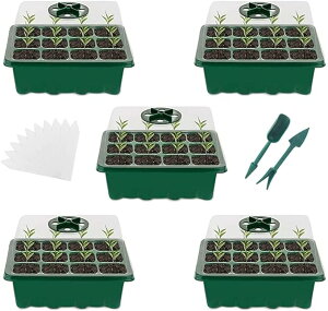 育苗ポット 育苗トレイ 12穴育苗 ホワイトラベル10個+移植ツール2個 園芸用品 種まきハウス 種まき器 透明カバー 育苗ボックス 野菜栽培 苗トレーに適しています 父の日