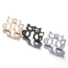 ピアス スタッドピアス レディース アクセサリー キャッチピアス 猫 ネコ ねこ キャット シンプル お洒落 かわいい 小ぶり ギフト プレゼント 贈り物 カジュアル ゴールドカラー シルバーカラー ローズゴールドカラー 女性用 婦人用