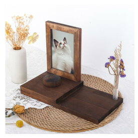 ペット 仏壇 遺影 供養 写真立て フォトフレーム 木製 メモリアルケース 花立 ペット仏具 遺毛 手元供養 ペット供養台 オープン型仏壇 犬 猫 鳥