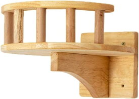 木製クライミングフレーム ペット用家具 キャットツリータワー 猫用壁ステップ 壁掛け 子猫用おもちゃハウス ガードレール付き クライミングフレーム I8