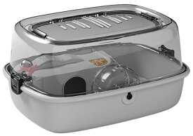 ハムスターケージ 小動物ケージ 透明な生息地 ハムスターの生息地 厚みのあるPP素材 頑丈で耐久性のある二層デザイン 持ち運びやすい 組立簡単 お掃除しやすい 通気穴いっぱい ウサギ/ハリネズミ/モルモット/フクロモモンガに適 小動物用のペットハウス (ピンク)