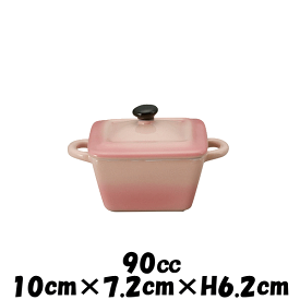 ミニ角ココットPK　ピンク　オーブン対応キャセロールグラタン皿ドリア皿　陶器磁器の耐熱食器　おしゃれな業務用洋食器　お皿中皿深皿