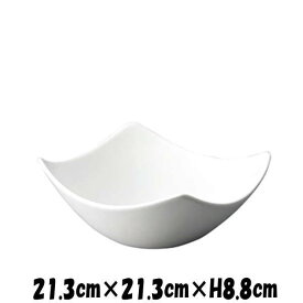 Bowls　21cmスクエアボール　割れにくい強化硬質磁器　白い陶器磁器の食器　おしゃれな業務用洋食器　スクエア　お皿大皿深皿