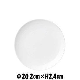 テクノス中華　20cmメタ皿　丸皿　割れにくい強化硬質磁器　白い陶器磁器の食器　おしゃれな業務用洋食器　お皿大皿平皿