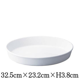 Buffet　32cmオーバルプラター　割れにくい強化硬質磁器　オーブン対応グラタン皿ドリア皿　白い陶器磁器の耐熱食器　おしゃれな業務用洋食器　お皿特大皿深皿