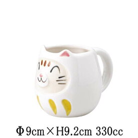 猫だるま　白マグ　達磨　マグカップ　コーヒーカップ　コップ　日本製　国内産　カフェ食器　おしゃれな業務用食器　和食器