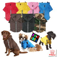＼スーパーSALE 半額！更にP7倍／ 犬服 PUPPIA 反射テープ付き カラフルレインコート S M Lサイズ ( 小型…